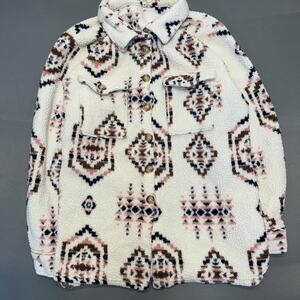 (2XL) Como Blu Aztec Print Sherpa Pullover